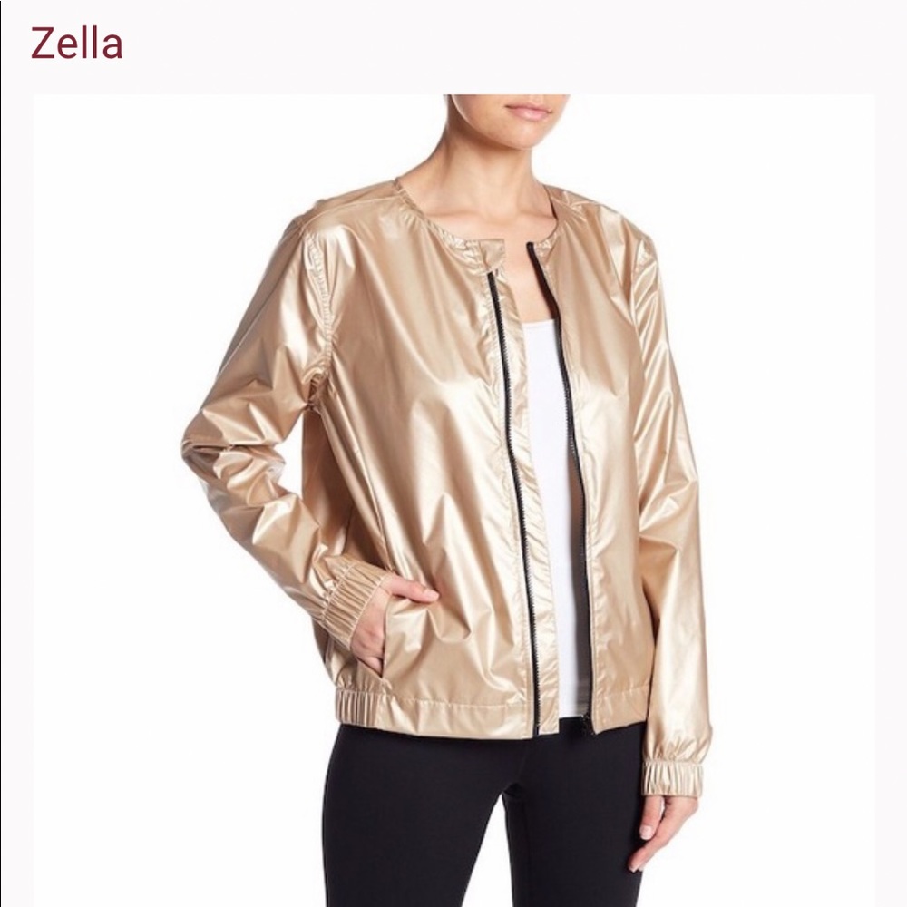 Zella Metallic Athleisure Bomber Lightweight Jacket Sz S